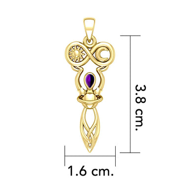 Celtic Goddess of Infinite Universe Solid Gold Pendant GPD5931 - Jewelry